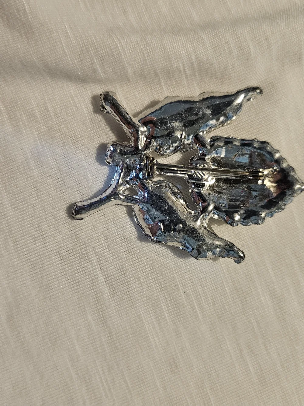 Vintage Silver Crystal Floral Brooch - Silver Sparkle